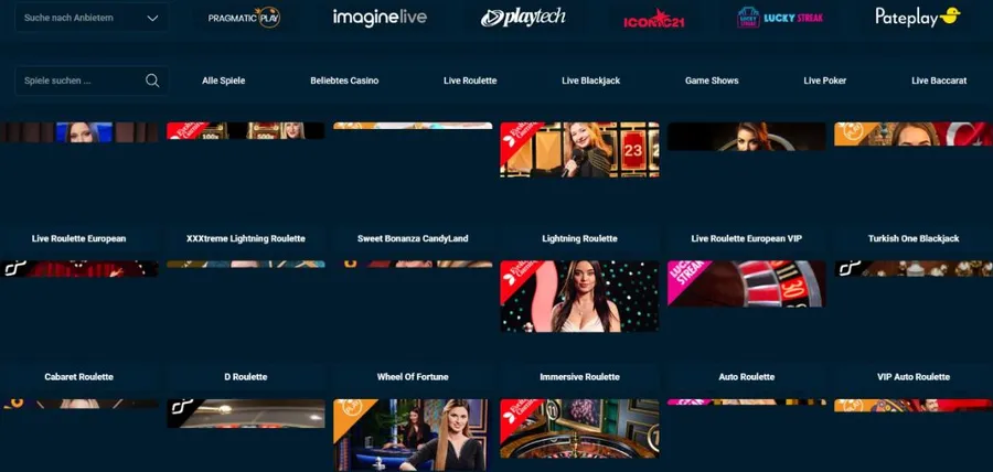 Suche nach Lightning im Live-Casino von Rolletto mit Evolution-Tischen wie XXXtreme Lightning Roulette, Lightning Roulette und Immersive Roulette